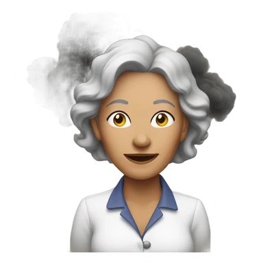 Middle aged woman surrounded by smoke sticker