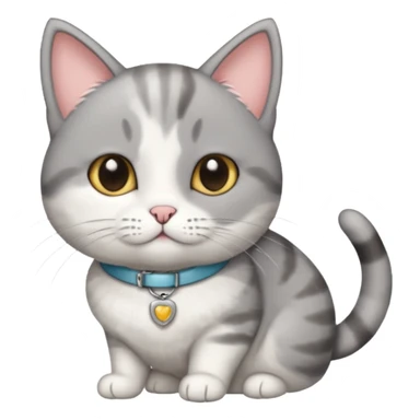 grey and white cat with name tag that says bean sticker