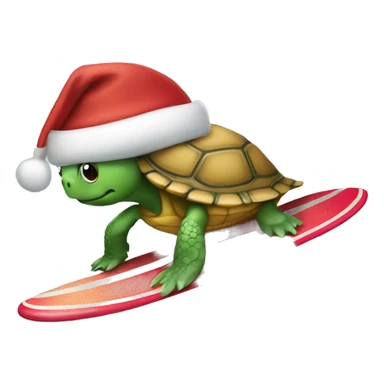 Turtle with a Santa hat surfboarding sticker