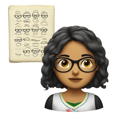 Mexican girl with glasses reading and writing  sticker