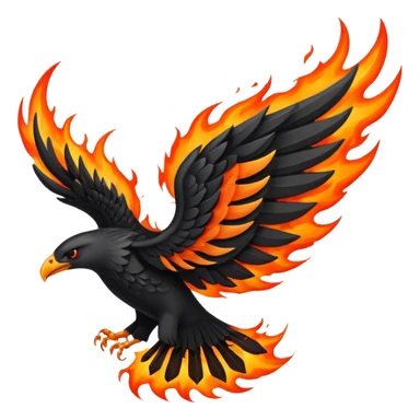 A black wing on fire sticker