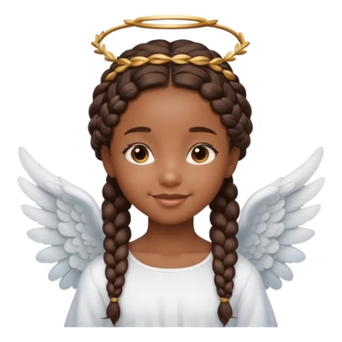 black Cute Girl with Angel Wings and braided hair sticker