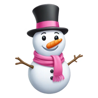 snowman with pink hat and pink scarf with bow sticker