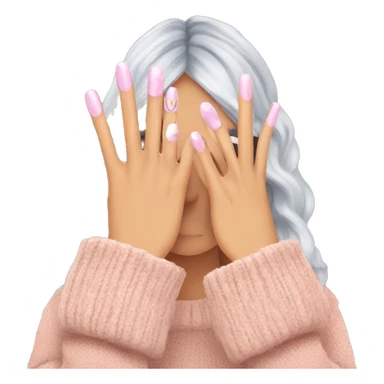 a hand with oversized sweater showing cute charmed french tiped nails sticker