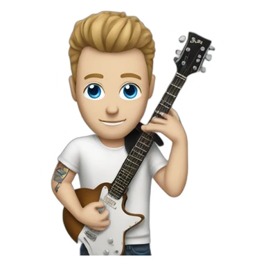 rock star white man with a guitar and blue eyes and tattoos sticker