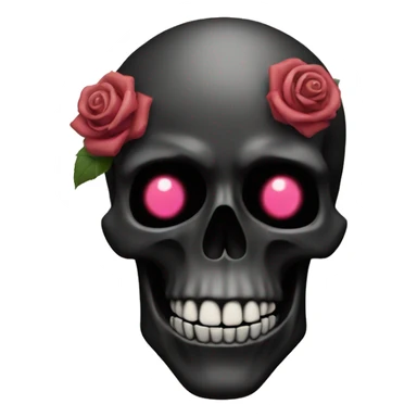 skull black with rose  in mouth sticker