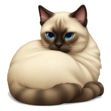 fluffy siamese cat curled up and sleeping sticker