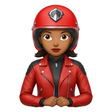 Motorbiker black woman with red leather jacket sticker