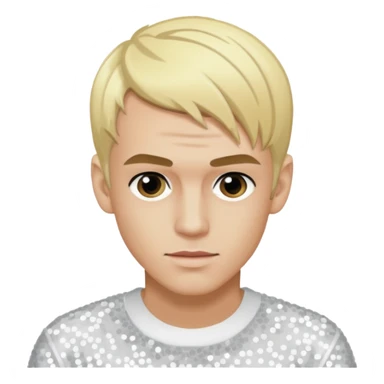 Aaron Carter with light skin, blonde hair, white sequin outfit sticker