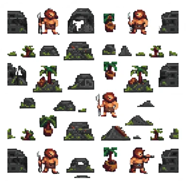 caveman hunting sticker