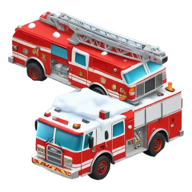 Fire truck covered in snow sticker