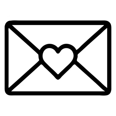 white letter with a heart in the center, outlined icon style sticker