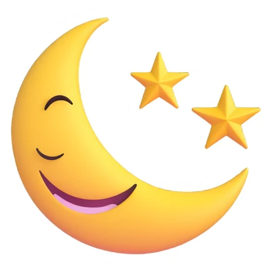 a winking crescent moon with a star sticker