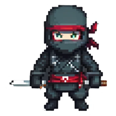 a pixel art ninja character sticker