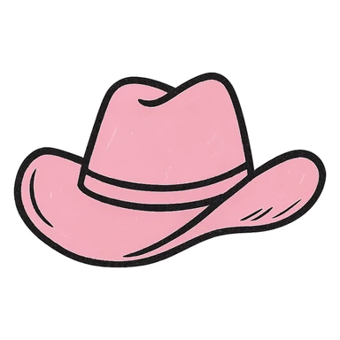 pink cowgirl hat, simple, iconic, no text, clean background sticker