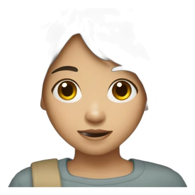 Filipino child girl young with short brown hair fringe slim lost on front tooth sticker