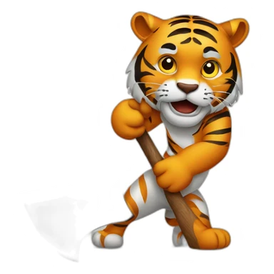 Tiger holding axe sticker