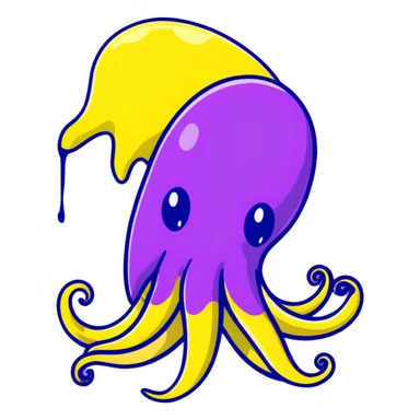 A purple squid with ink spray sticker