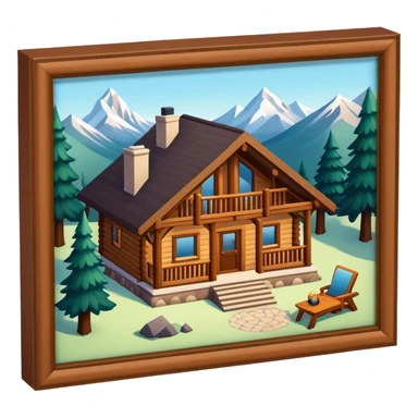 cozy montana lodge isometric sticker