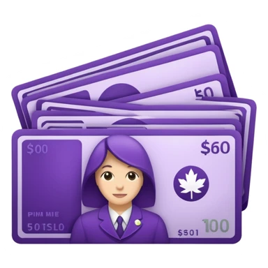 purple bank notes with subtle pine logo on it sticker