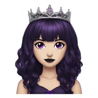 Elissabat-with-bangs-long-hair-dark-purple-and-black-vampire-goth-makeup-crown-pinkeyes sticker