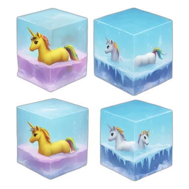 rainbow-unicorn-in-water-frozen-cube sticker