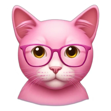 pink cat wearing prescription glasses sticker