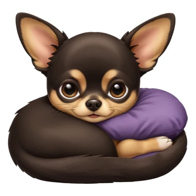 A high-resolution photo-realistic digital illustration of a cute black and tan chihuahua with big eyes shut sleeping lazily. sticker