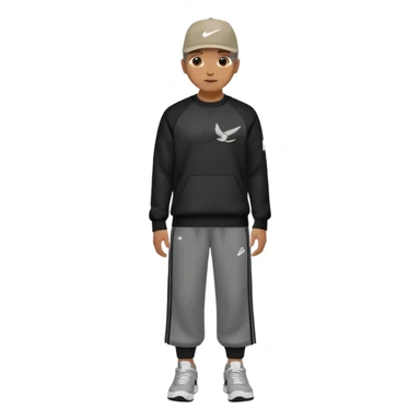 Crea Un Emoji Con Cuerpo Completo Que Sea Hombre Con Corte Alucin Y Una Gorra De Nike, Unos Zapatos Campus Adidas, Suéter Negro De LA,  Un Pantalón Con Palomas Estilo Bellaco O Ancho sticker