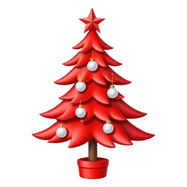 red Christmas tree with white star and white Christmas balls sticker
