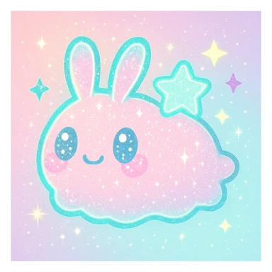 Add even more glitter and sparkles, keep kawaii neon style, make the sea bunny extra sparkly. sticker