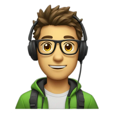 GAMING Boy With Headset And Glasses sticker