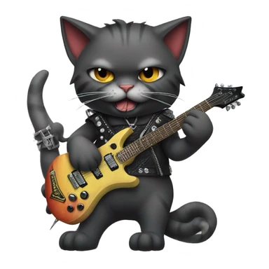 Heavy metal cat with a Metallica shirt putting up the devil horns sticker