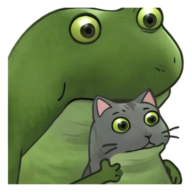 Frog with cat grey sticker