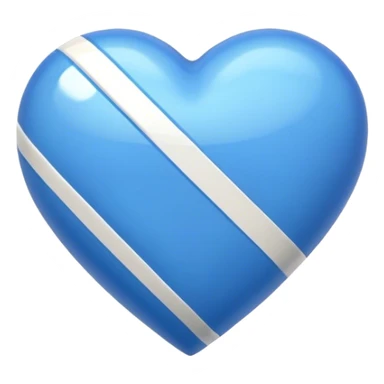 Glossy blue heart with athletic stripes going down the side sticker