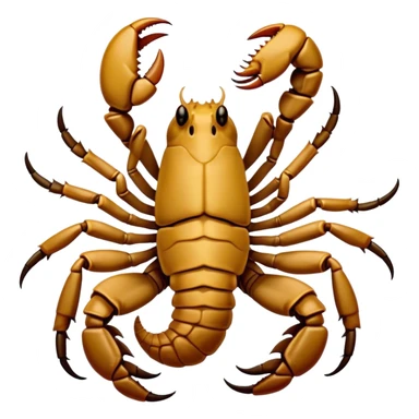 Cinematic Comical Emperor Scorpion Portrait Emoji, Head tilted dramatically with an exaggeratedly amused expression, featuring a striking, glossy exoskeleton with boldly defined pincers and wide, expressive eyes filled with playful disbelief, Simplified yet hilariously expressive features, highly detailed, glowing with a slightly sassy glow, high shine, dramatic yet playful, stylized with an air of cheeky desert mischief, soft glowing outline, capturing the essence of a spirited and over-the-top scorpion that feels like it could snap its pincers into internet fame instantly! sticker