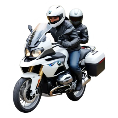 BMW RT1200 touring motorcycle with rider on winding mountain road sticker
