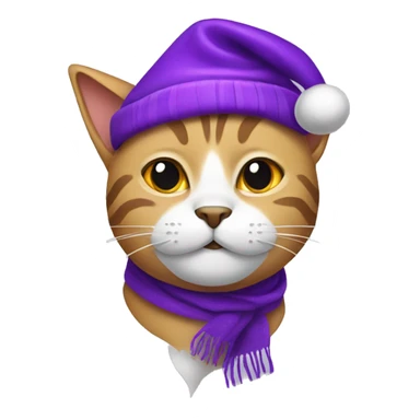 Cat with purple Santa hat and scarf sticker
