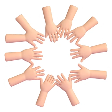 a handpile, top-down view, hands overlapping in a circle sticker