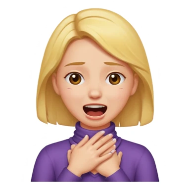 Girl with hands crossed around neck choking herself screaming laughing crying sticker