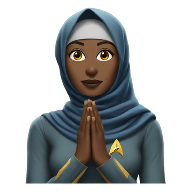 Black Hijabi Star Trek hand  sticker