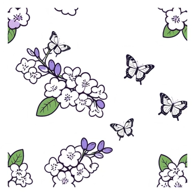 Lilacs and butterflies sticker