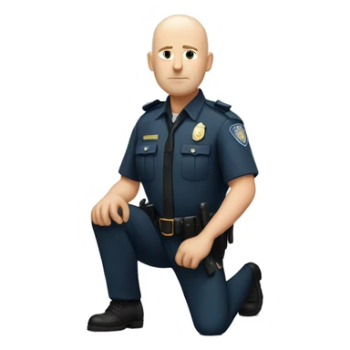 white bald police man kneeling  sticker