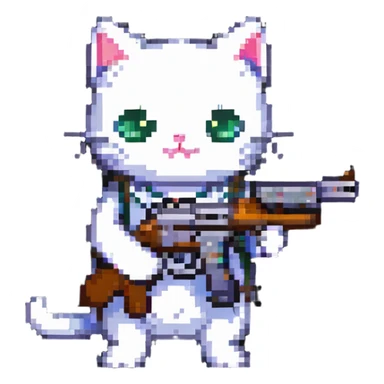 cat with a gun sticker