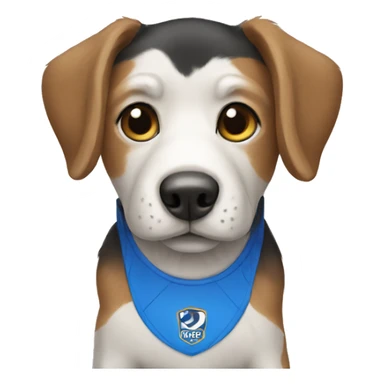 dog with blue soccer shirt sticker