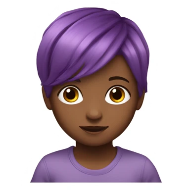 Purple hair cutie with a brown hair baby sticker