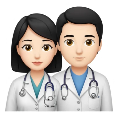 doctor black hair attending to a patient sticker