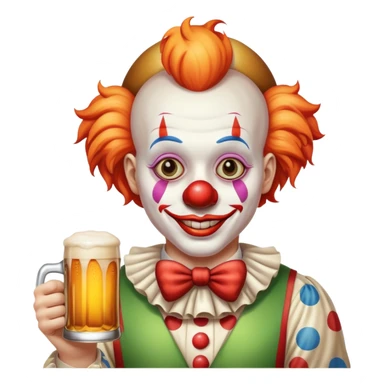 clown holding a beer sticker