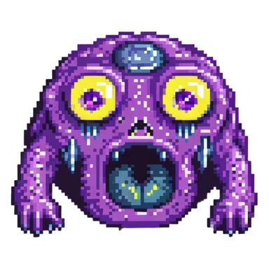 purple slime monster with multiple eyes sticker