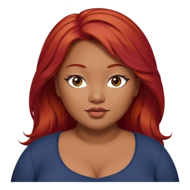 Plus size red hair brown face small eyes long hair Asian eyes sticker